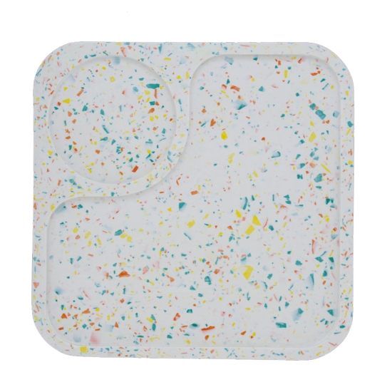 Preview: Silikonform Frühstückstablett mit Getränkehalter 24,6 cm x 24,6 cm x 1,65 cm