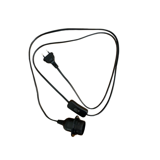 Preview: Lampe + Kabel mit Schalter EU E27 1,8m Schwarz