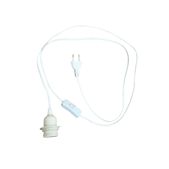 Preview: Lampe + Kabel mit Schalter EU E27 1,8m Weiß