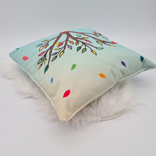 Preview: Kissen Herbstbaum türkis