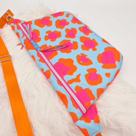 Bauchtasche / Crossbody Quattro - Leo - Hellblau / Pink / Orange