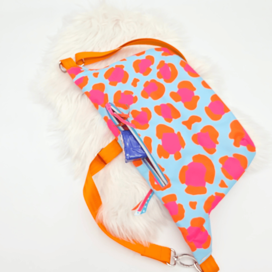 Bauchtasche / Crossbody Quattro - Leo - Hellblau / Pink / Orange