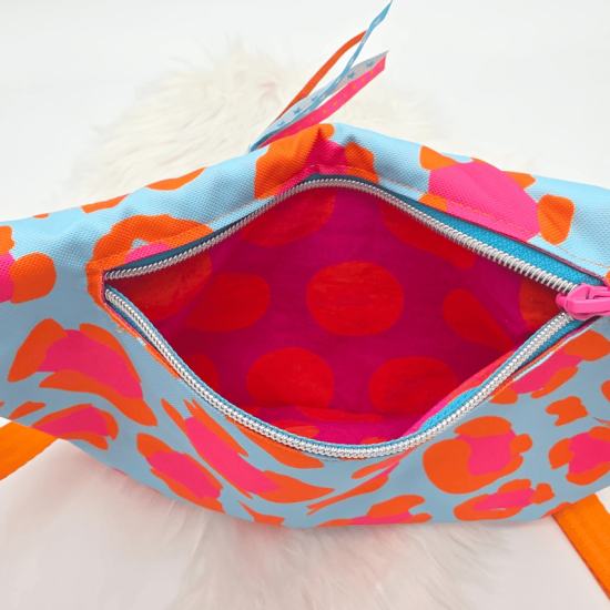 Bauchtasche / Crossbody Quattro - Leo - Hellblau / Pink / Orange