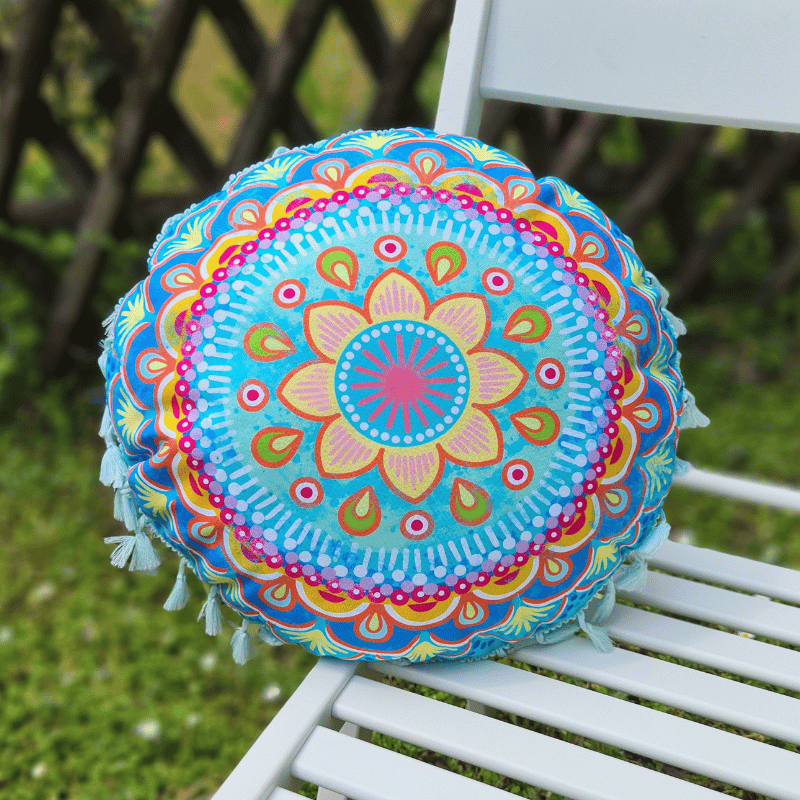 Rundes Kissen Mandala Blume klein Handmade