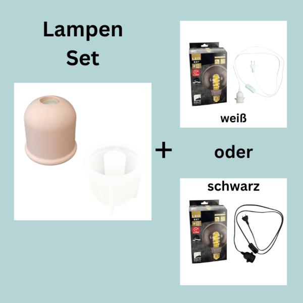 SET - Silikonform Lampensockel Rund + Kabel + Lampe im SET