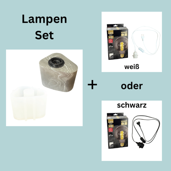 SET- Silikonform Lampensockel Dreieck + Kabel + Lampe