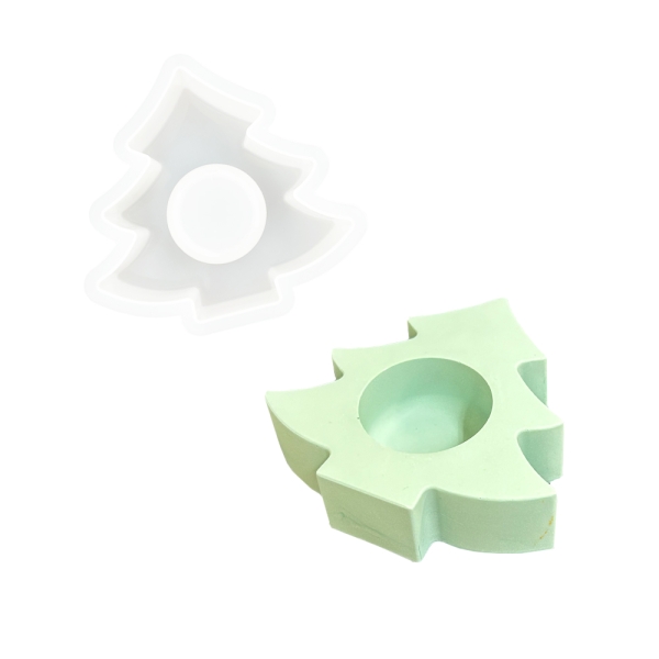 Silikonform Teelichthalter Weihnachtsbaum - 12,5cm x 12,2cm x 3,3cm