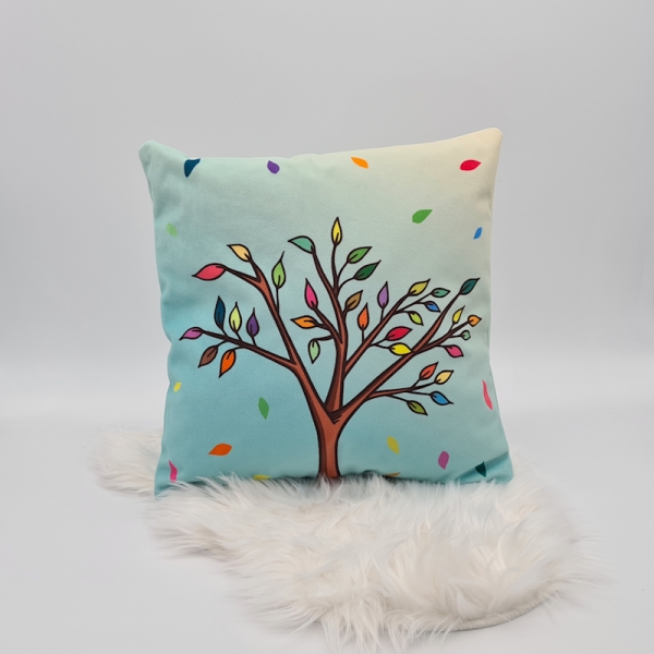 Kissen Herbstbaum türkis